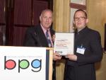 BPG Member 
Chris Forrester presents the Multichannel Award - Hex (Sky One) to producer, Johnny Capps